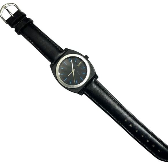 Nixon Minimal The Time Teller Designer 100M Diver Watch Polycarbonate Black Blue - Picture 2 of 9